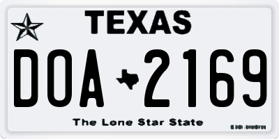 TX license plate DOA2169