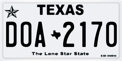 TX license plate DOA2170