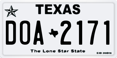 TX license plate DOA2171