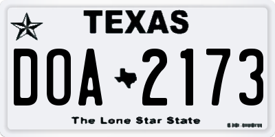 TX license plate DOA2173