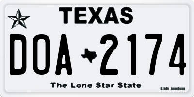 TX license plate DOA2174