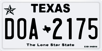TX license plate DOA2175