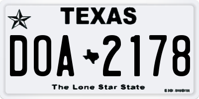 TX license plate DOA2178