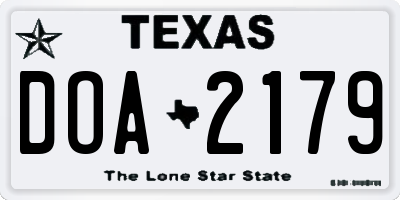 TX license plate DOA2179