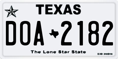TX license plate DOA2182