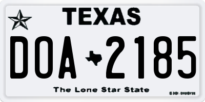 TX license plate DOA2185