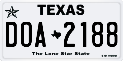 TX license plate DOA2188