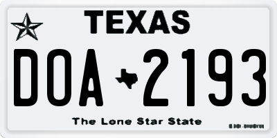 TX license plate DOA2193