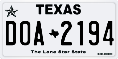 TX license plate DOA2194