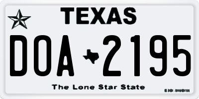 TX license plate DOA2195