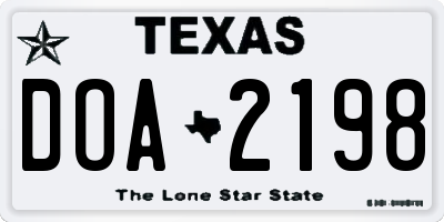 TX license plate DOA2198