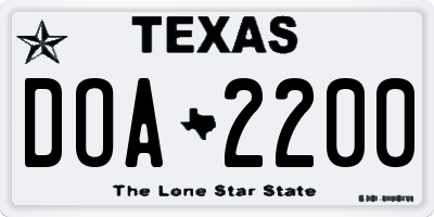 TX license plate DOA2200