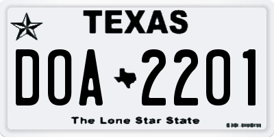 TX license plate DOA2201