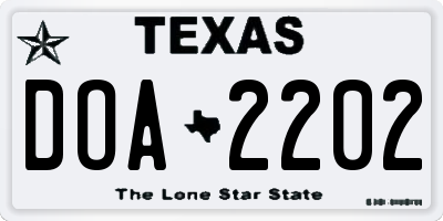 TX license plate DOA2202