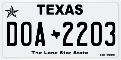 TX license plate DOA2203