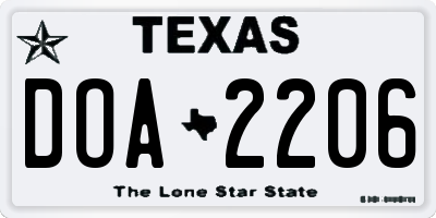 TX license plate DOA2206
