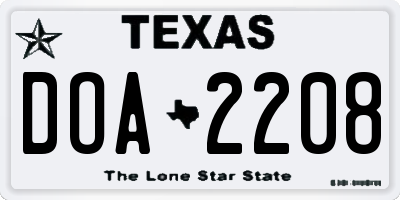 TX license plate DOA2208