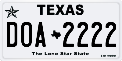 TX license plate DOA2222