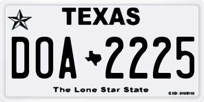 TX license plate DOA2225