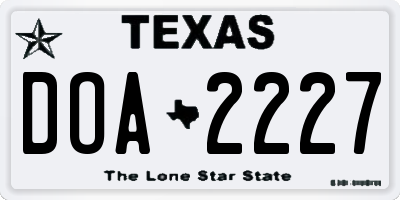 TX license plate DOA2227