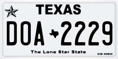 TX license plate DOA2229