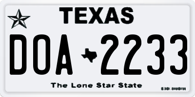 TX license plate DOA2233