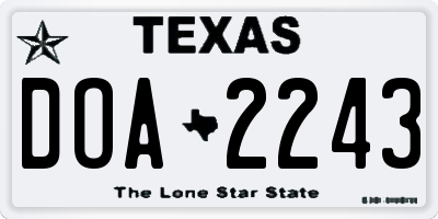 TX license plate DOA2243
