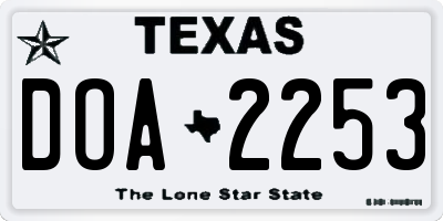 TX license plate DOA2253