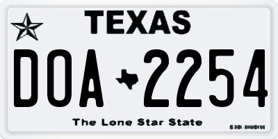 TX license plate DOA2254