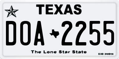 TX license plate DOA2255