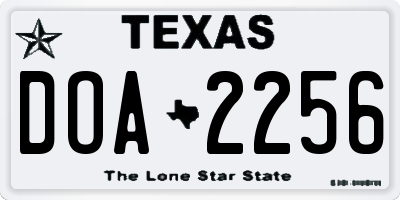 TX license plate DOA2256