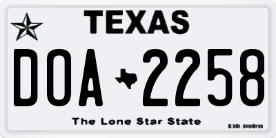 TX license plate DOA2258