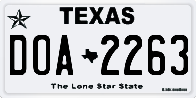 TX license plate DOA2263