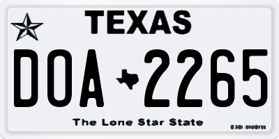 TX license plate DOA2265