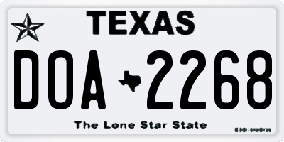 TX license plate DOA2268