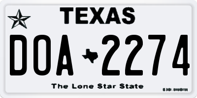 TX license plate DOA2274
