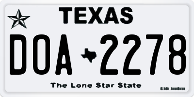 TX license plate DOA2278