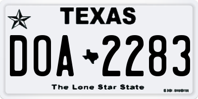 TX license plate DOA2283