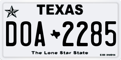 TX license plate DOA2285