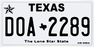 TX license plate DOA2289