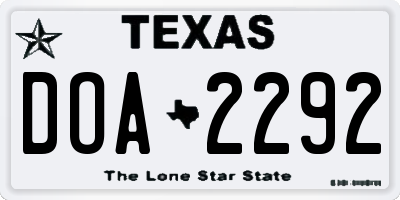 TX license plate DOA2292