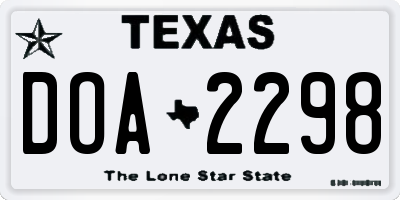 TX license plate DOA2298