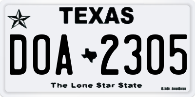 TX license plate DOA2305