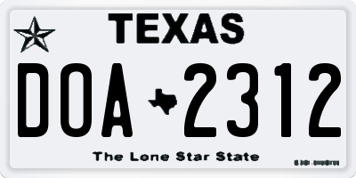 TX license plate DOA2312