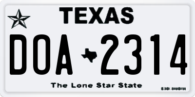 TX license plate DOA2314