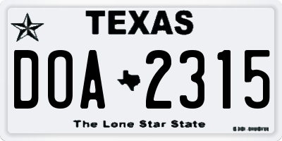 TX license plate DOA2315