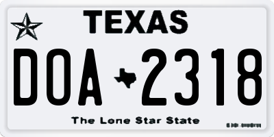 TX license plate DOA2318