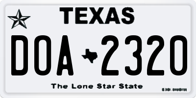 TX license plate DOA2320
