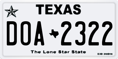 TX license plate DOA2322