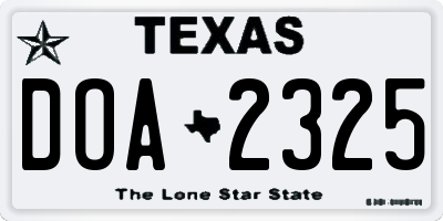 TX license plate DOA2325
